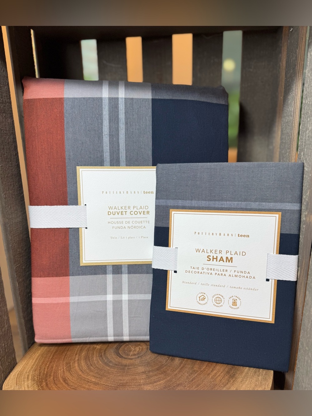 Pottery Barn Teen Walker Plaid Duvet Cover & Matching Pillow Sham, Twin Sz, NWT